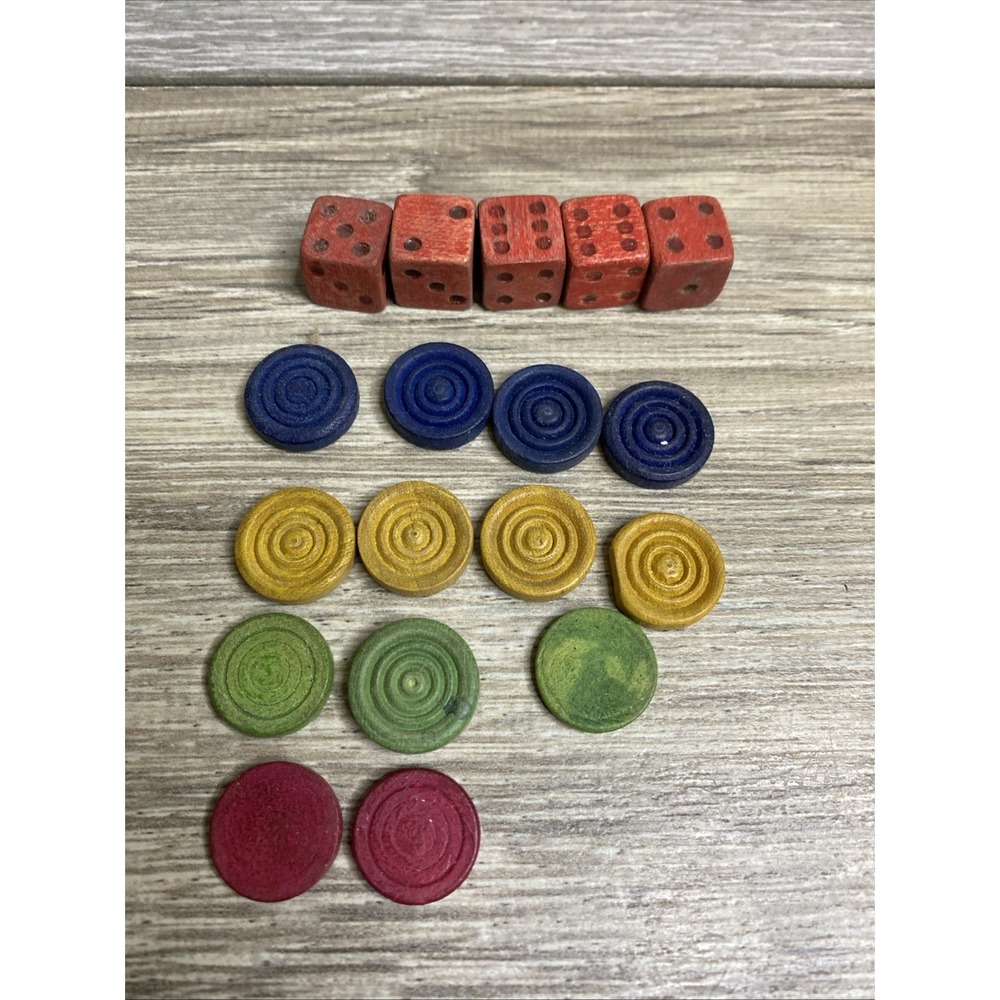 Vintage Parcheesi Game Replacement Pieces Parts Wooden